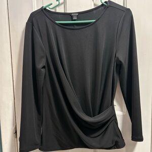 Ann Taylor Black Drape Front Blouse
